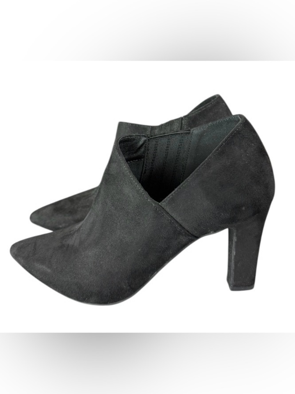 Classic Black Suede Ankle Booties with Block Heel